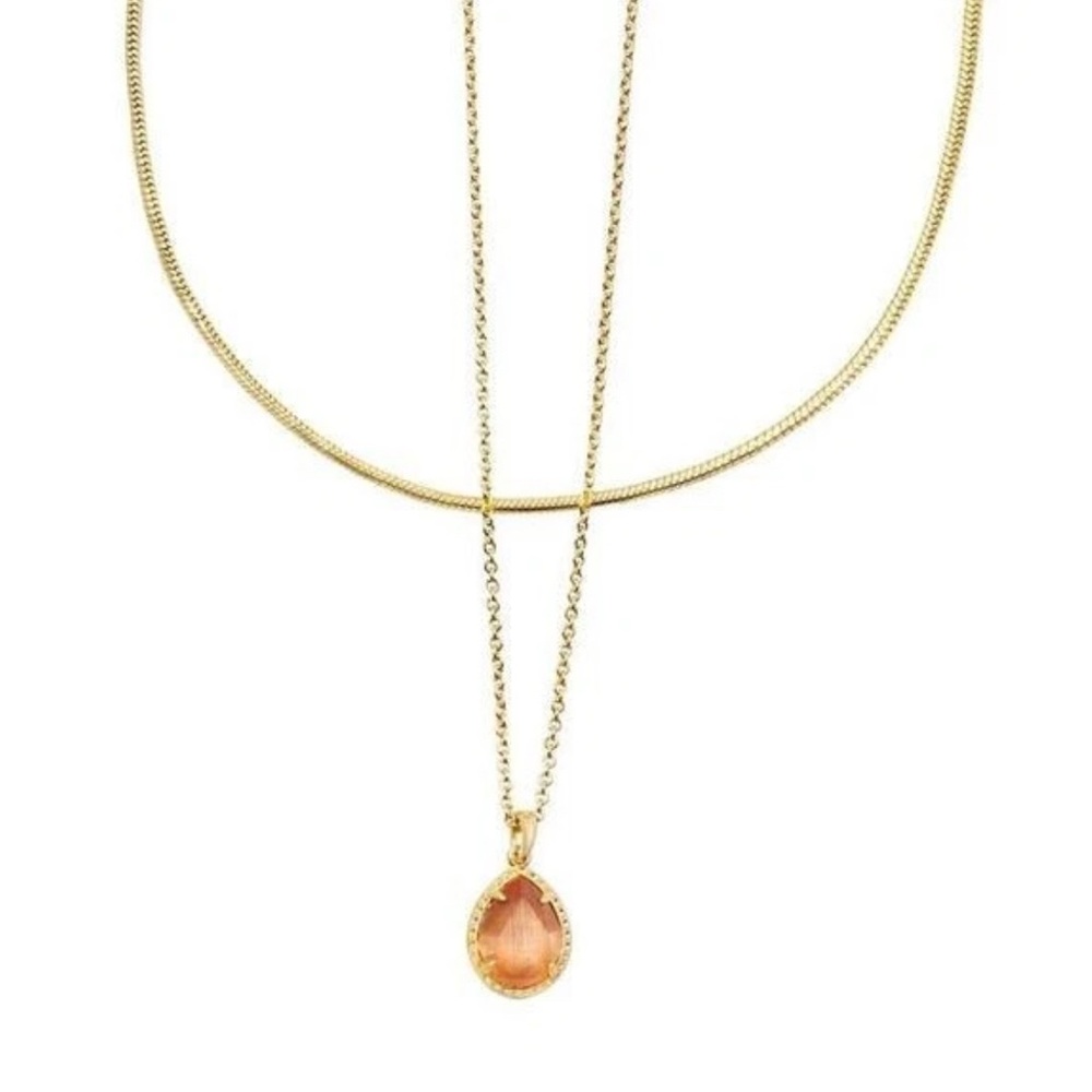 Kendra Scott Sami Multi-Strand Layered Gold Necklace Coral Catseye